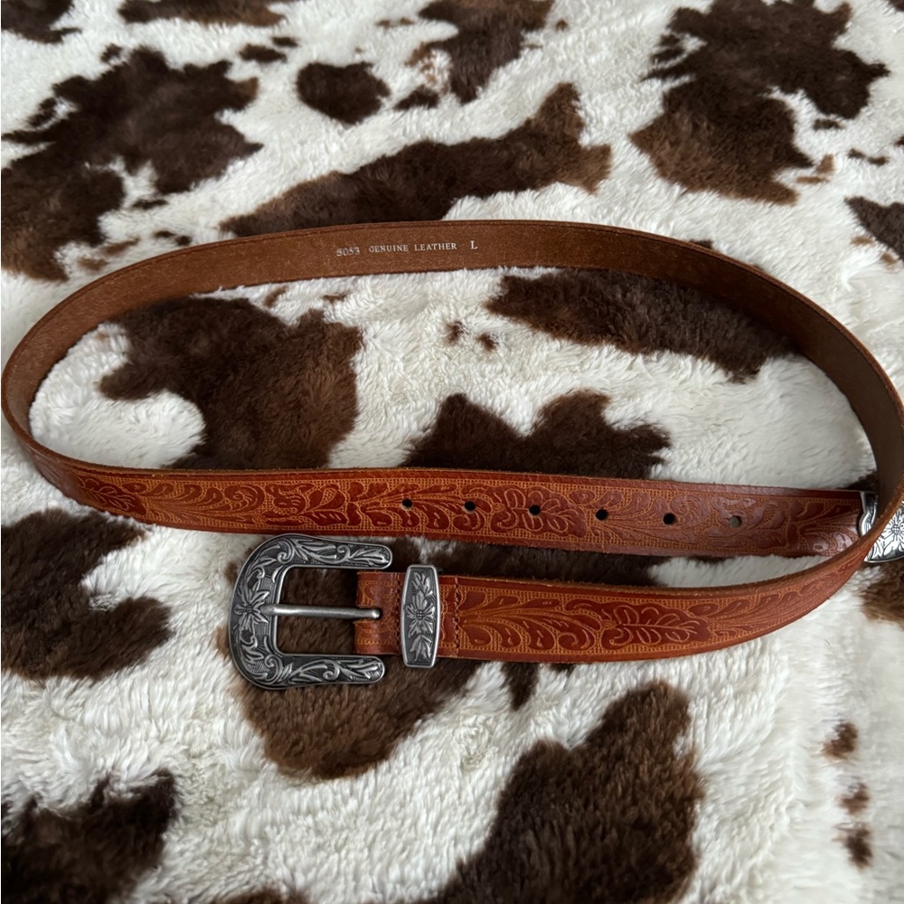 Genuine Leather Western Tooled Belt